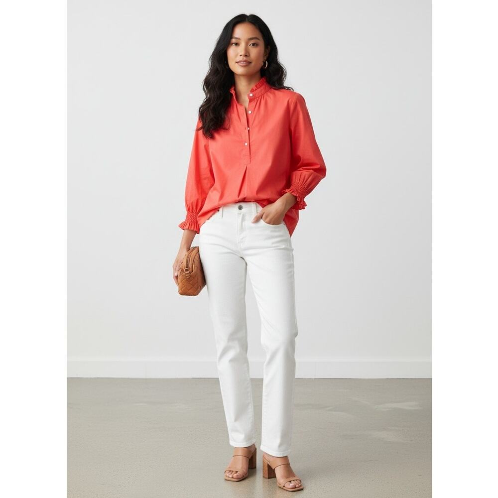 Tuckernuck Red Ruffle Collar Popover Blouse XS